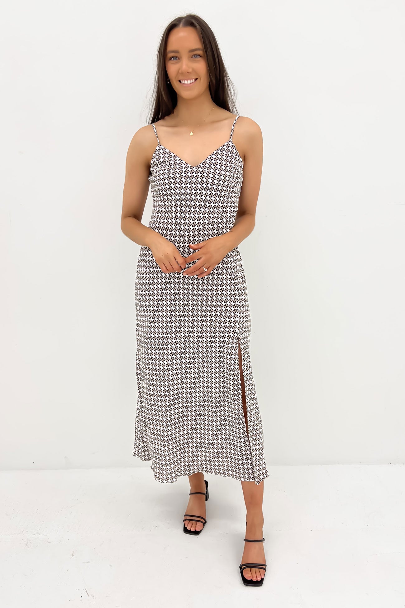 Johnny Midi Dress Beige Geo