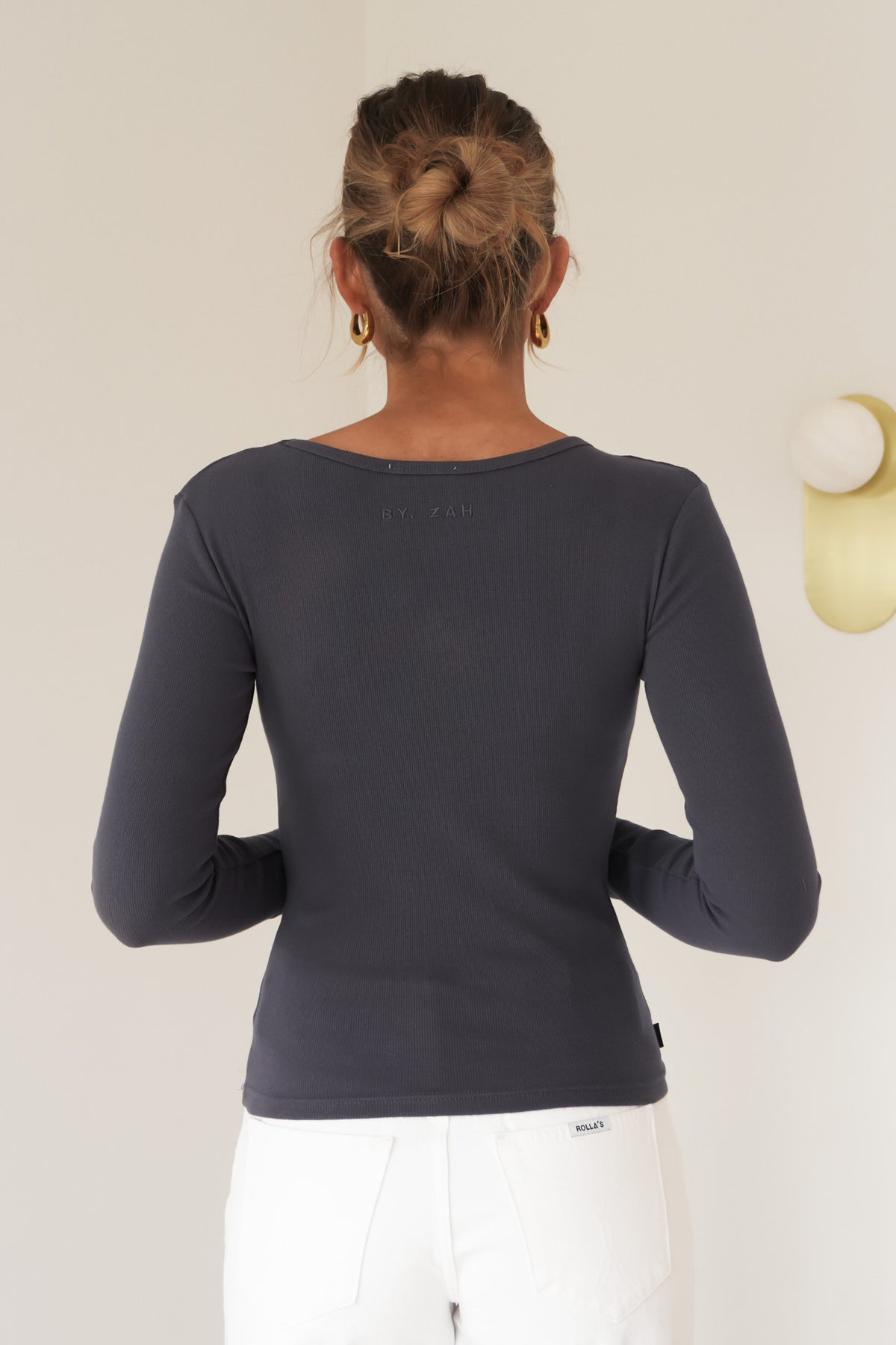 Jordyn Rib Long Sleeve Charcoal