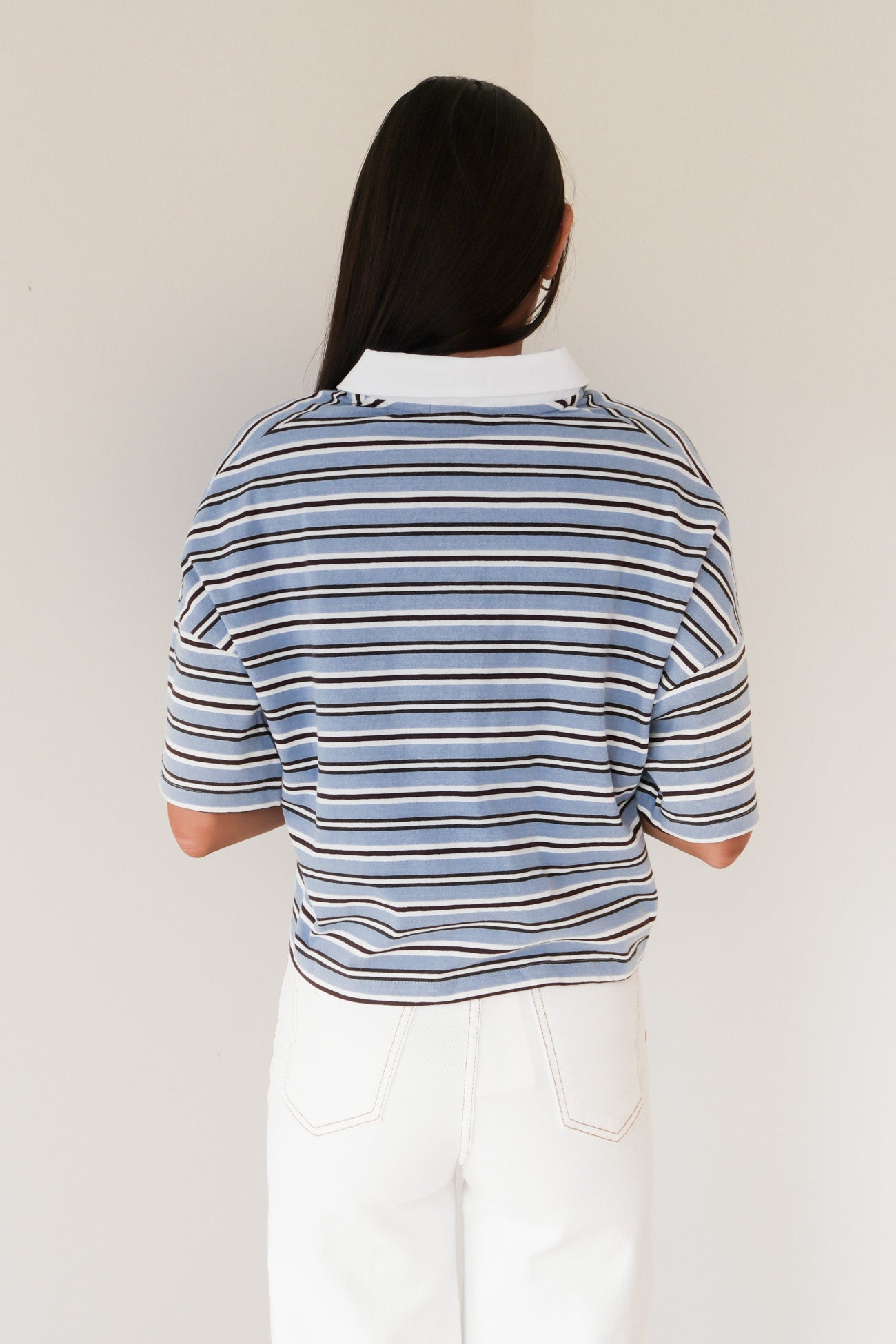 Junie Stripe Rugby Tee Blue