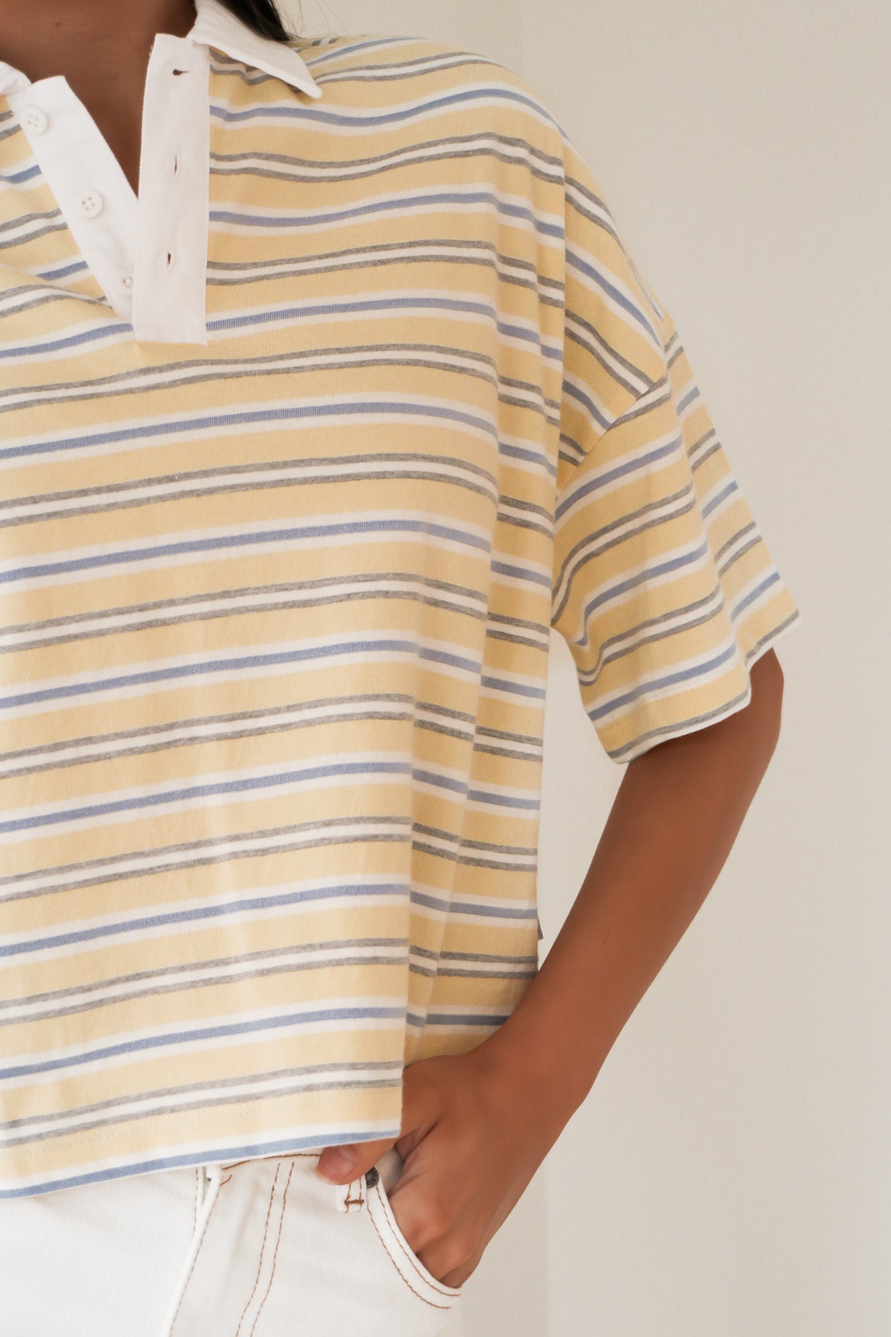 Junie Stripe Rugby Tee Yellow