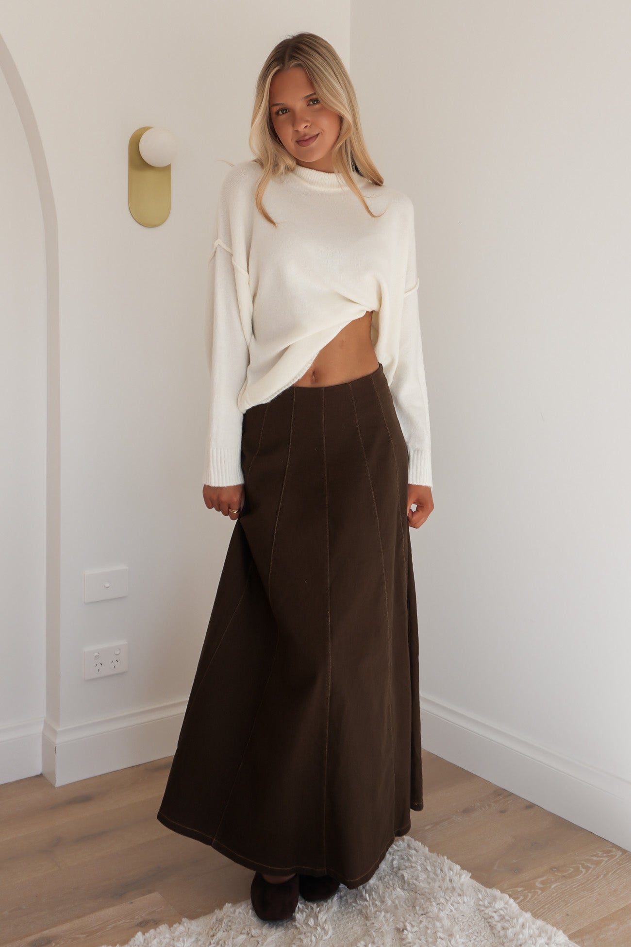 Kacey Denim Maxi Skirt Chocolate