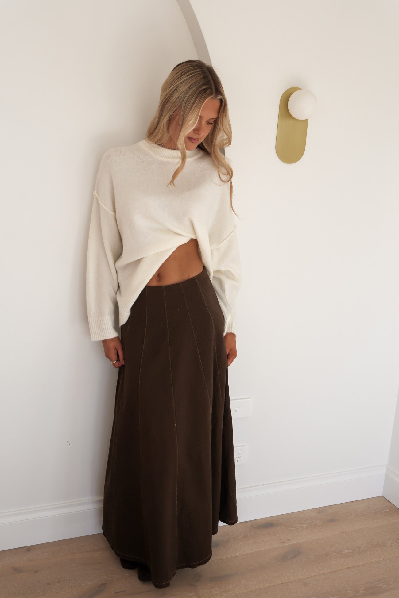 Kacey Denim Maxi Skirt Chocolate