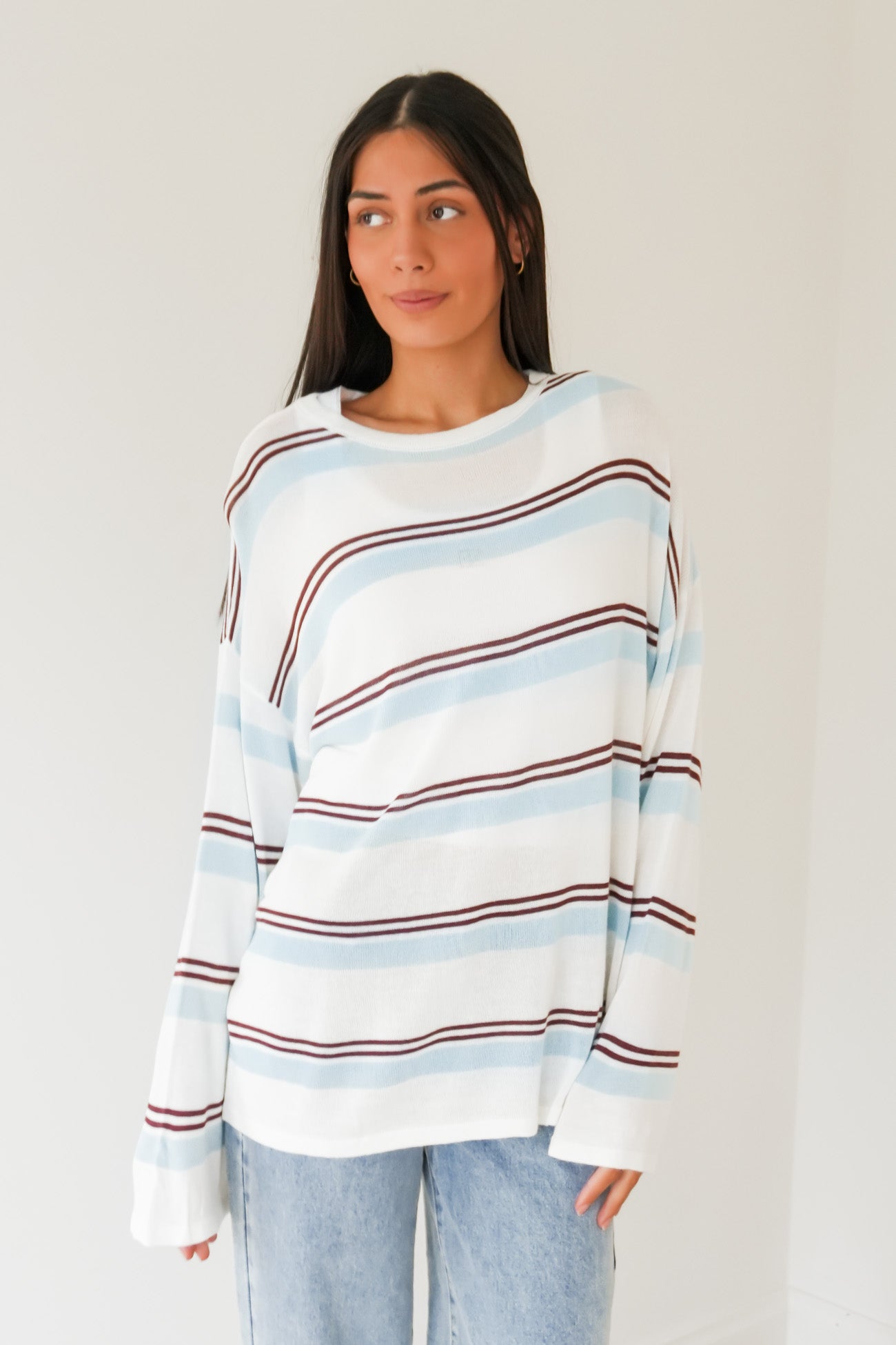 Kahla Light Weight Knit Blue Chocolate Stripe