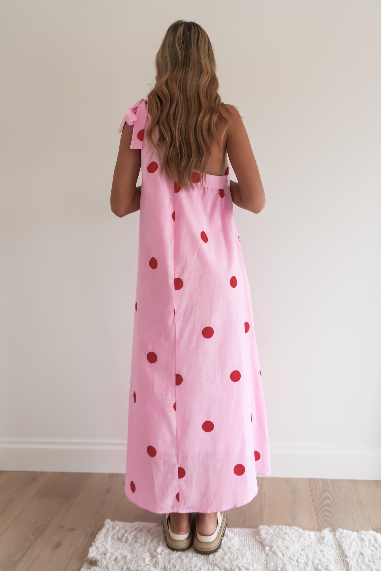 Kaley Maxi Dress Pink Polka Dot