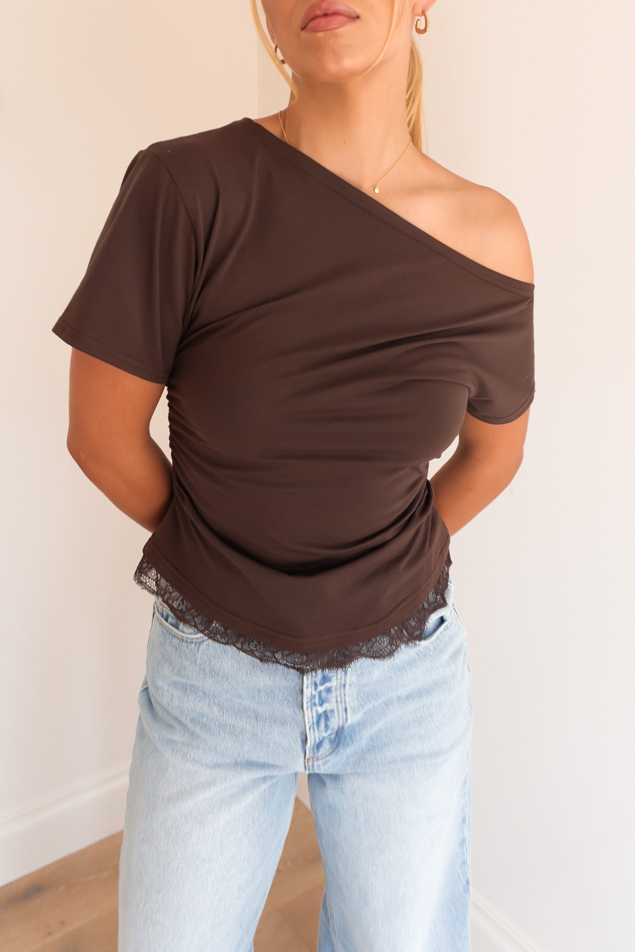 Kara Lace Top Chocolate