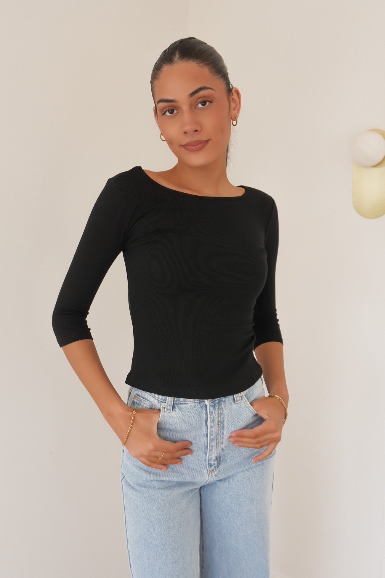 Karlee 3/4 Sleeve Top Black