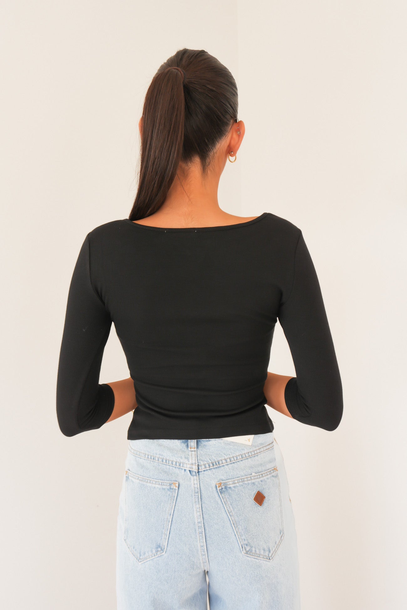 Karlee 3/4 Sleeve Top Black