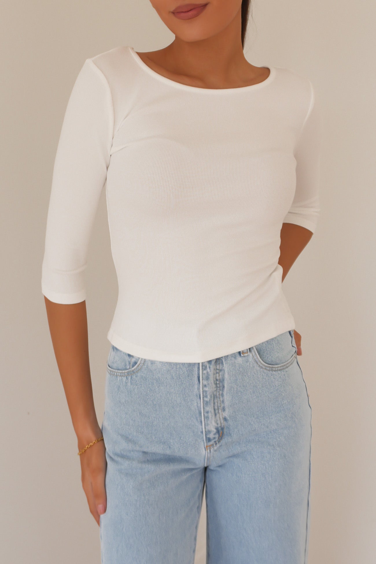 Karlee 3/4 Sleeve Top White