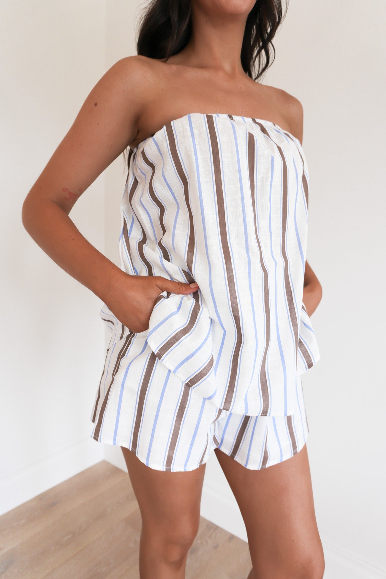 Karlie Set Chocolate Blue Stripe