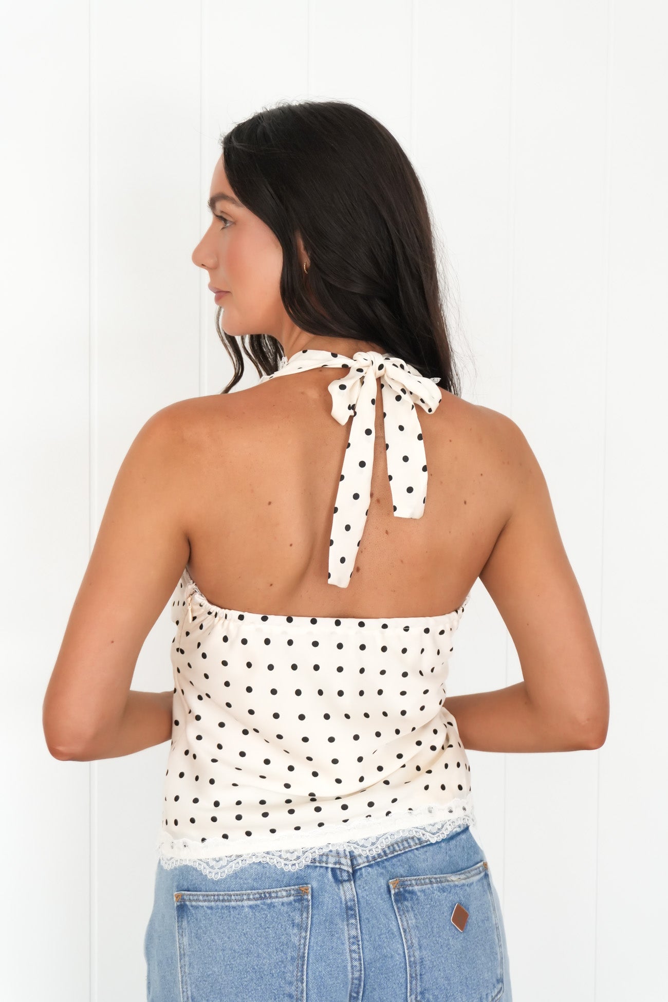 Kate Halter Top Cream Polka Dot