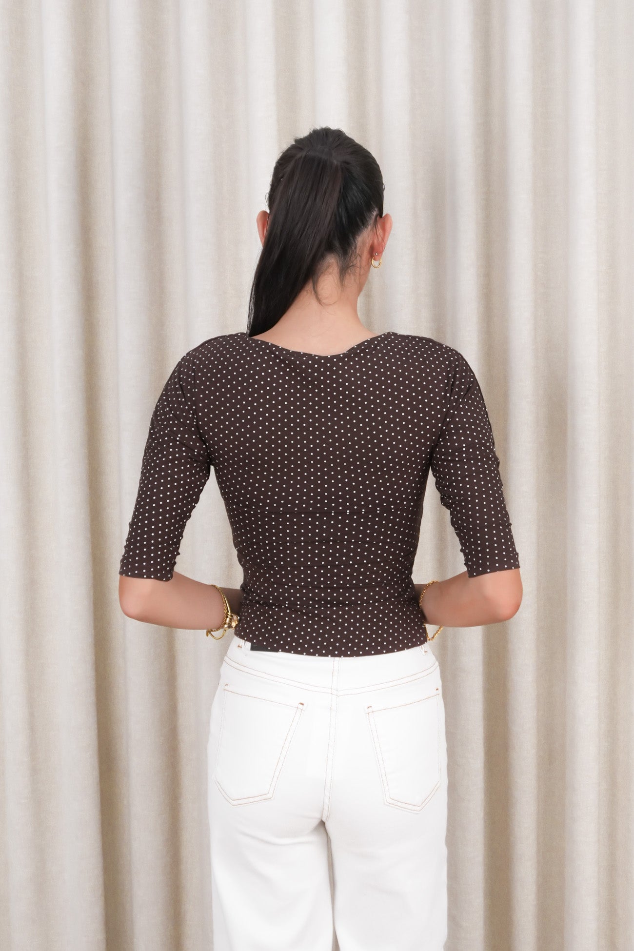 Kelsey Top Chocolate Polka Dot