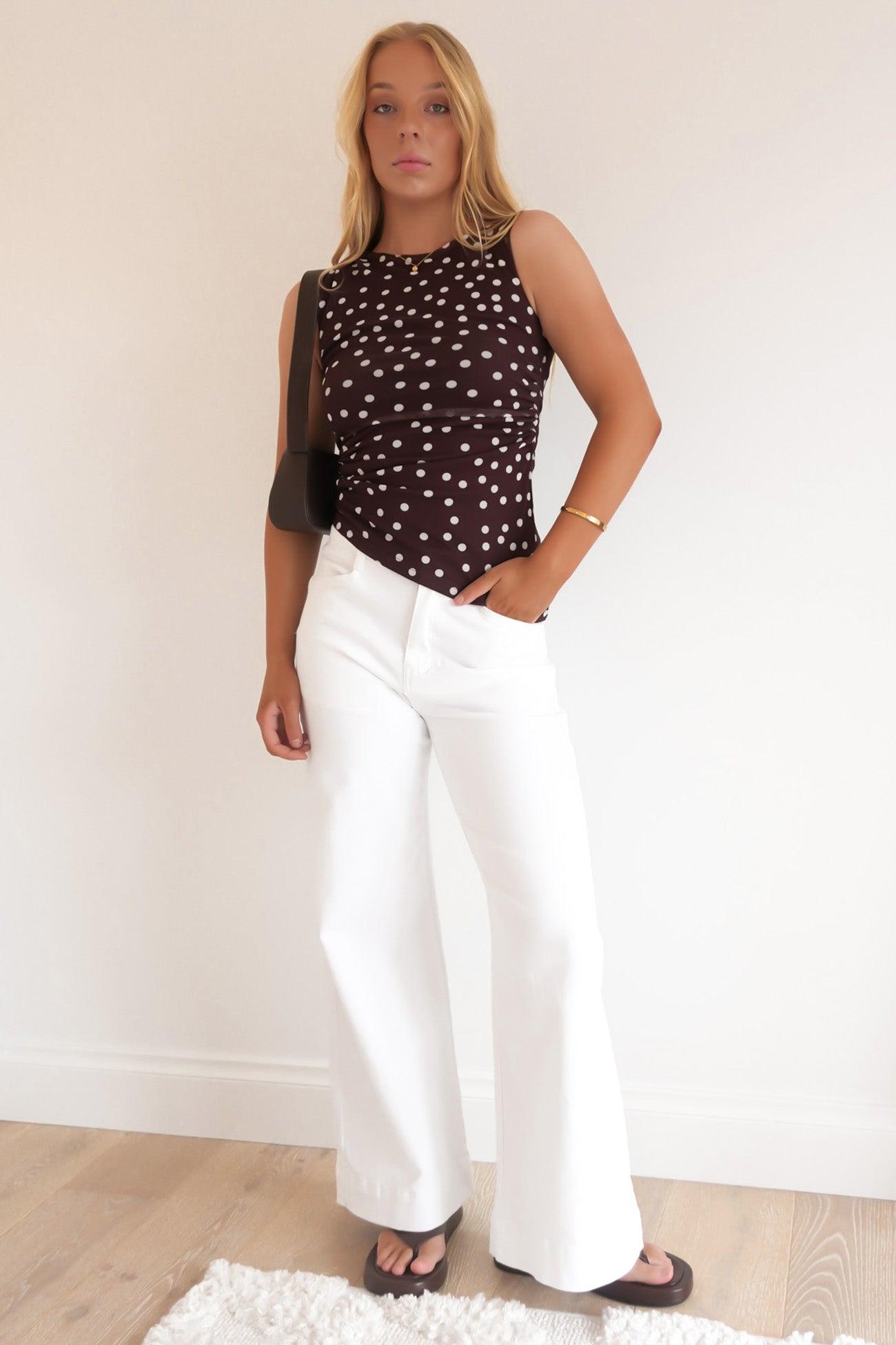 Kieran Top Chocolate Polka Dot