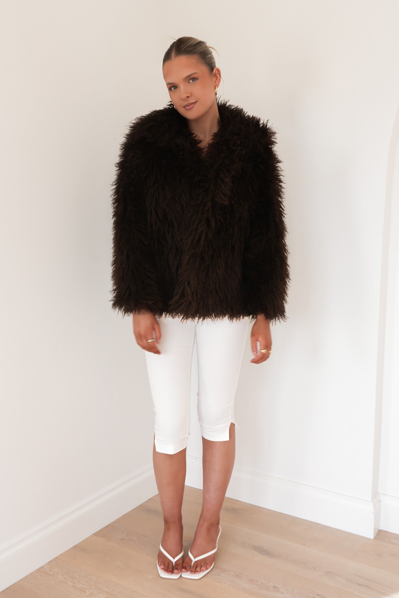 Kiki Faux Fur Coat Chocolate