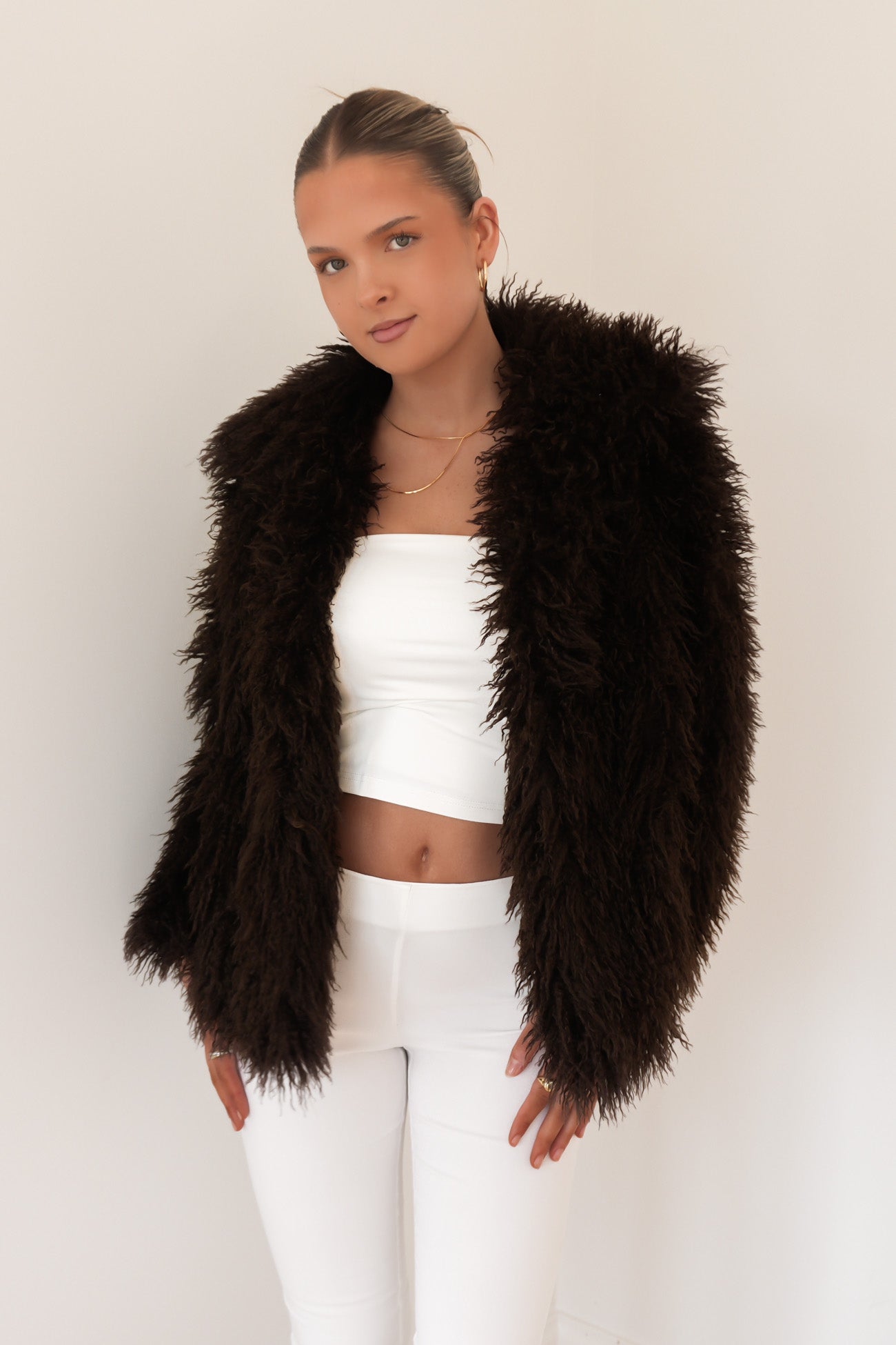 Kiki Faux Fur Coat Chocolate