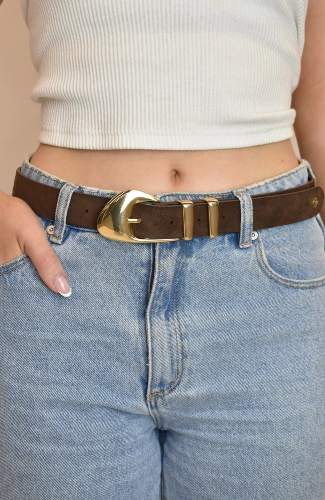 Moma Belt Chocolate Suede Gold