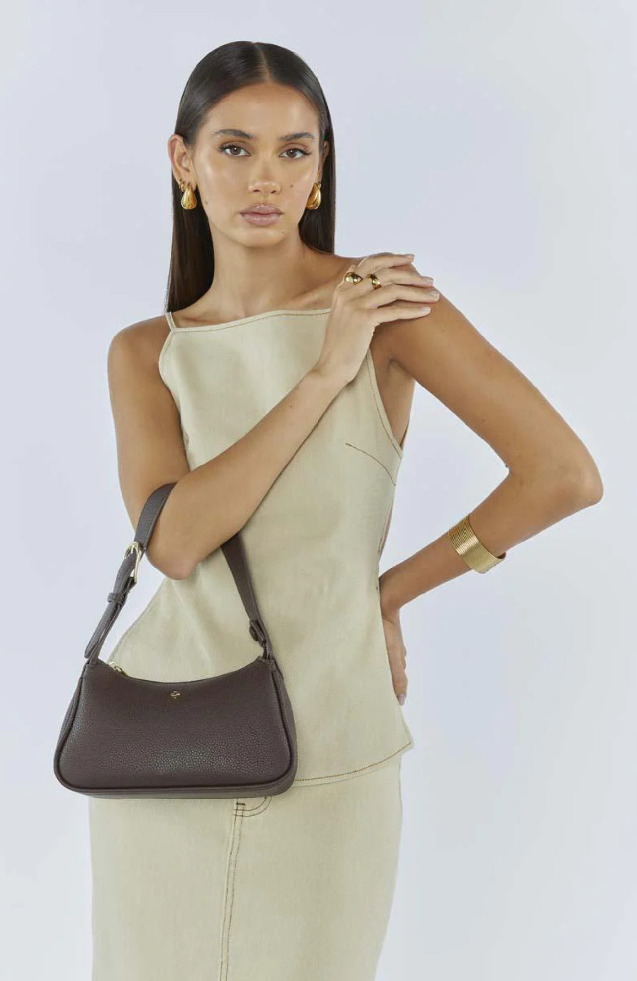 Gabi Bag Chocolate Pebble Gold