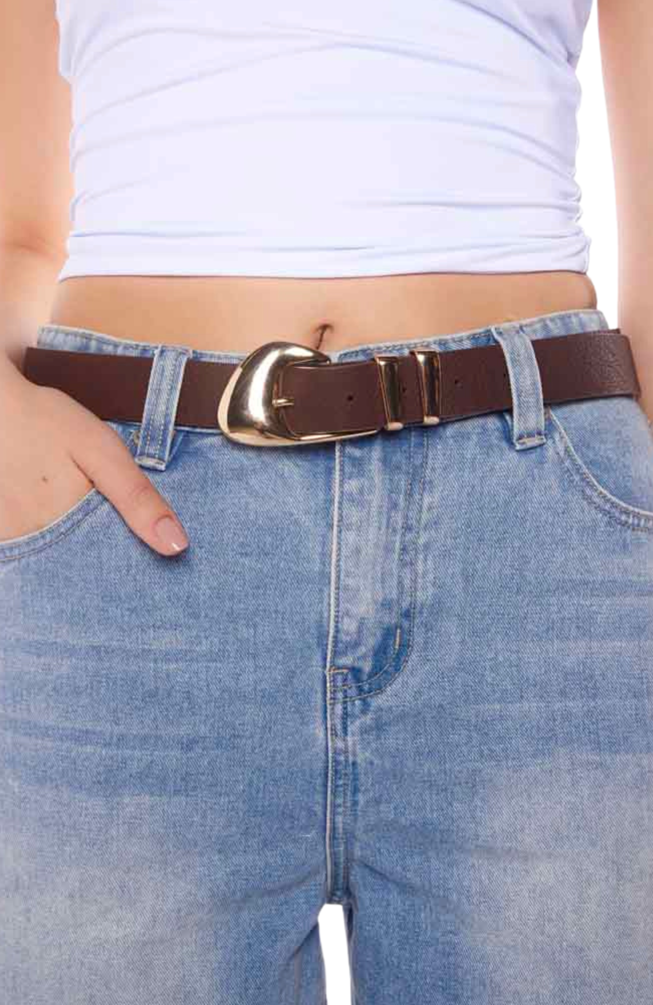 Moma Belt Chocolate PU Gold