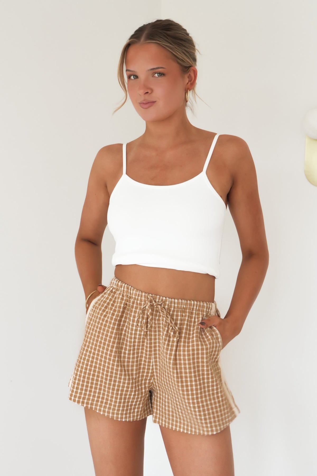 Kirri Check Short Tan
