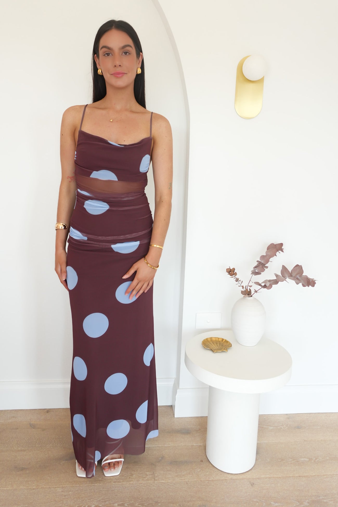Kirrily Maxi Dress Chocolate Polka Dot