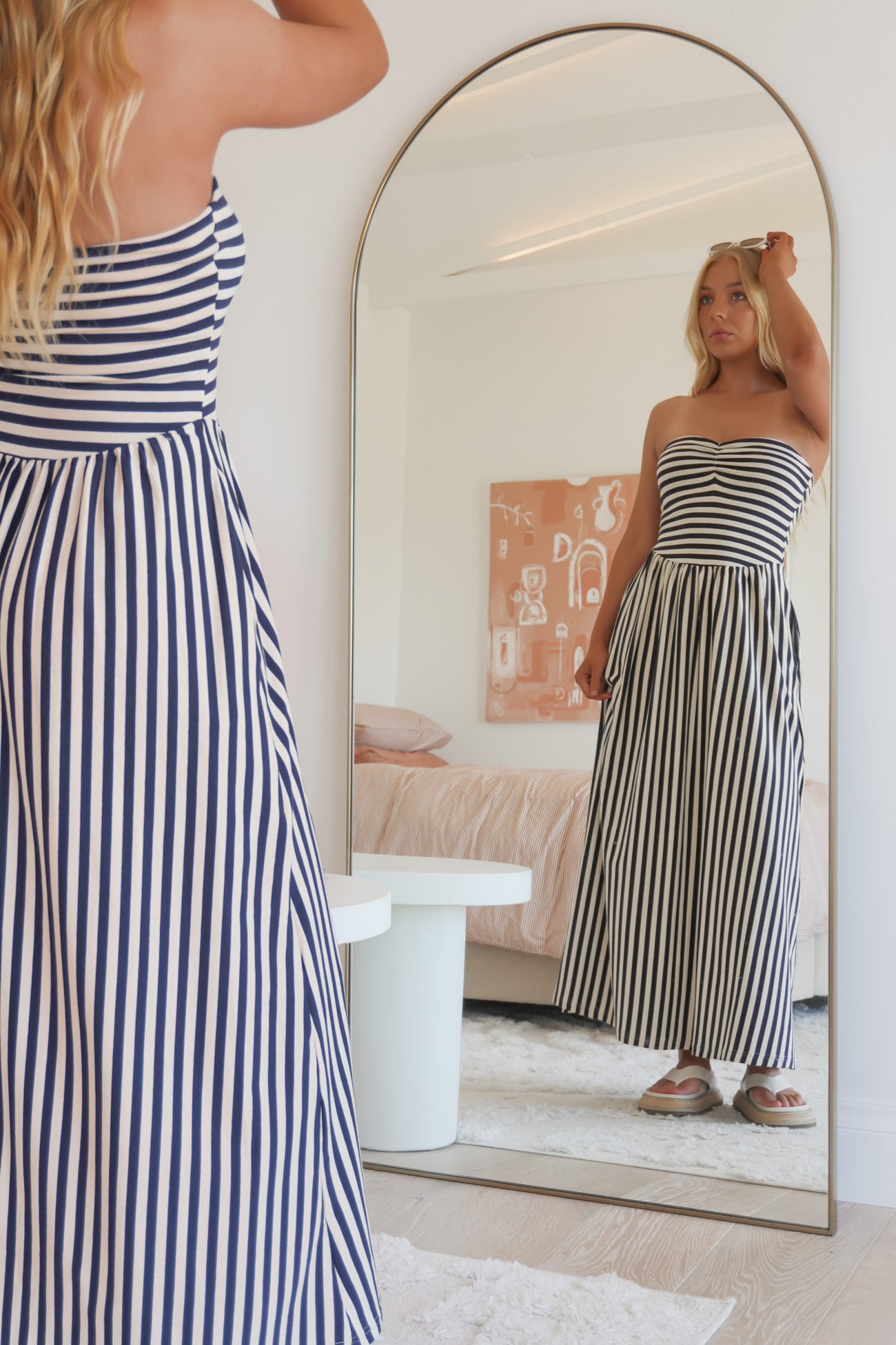 Klaus Midi Dress Navy Stripe