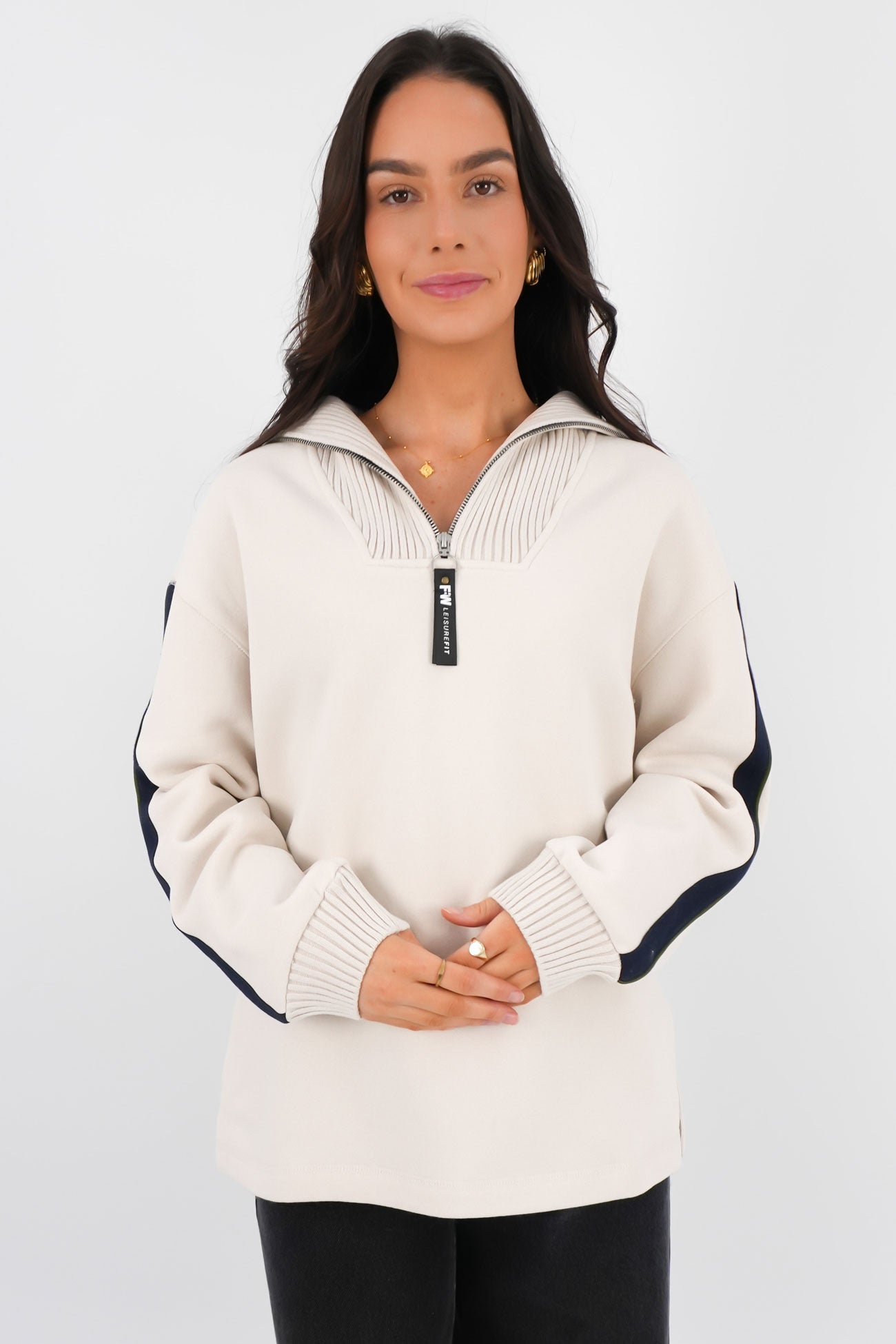 Knit Collar Crew Bone