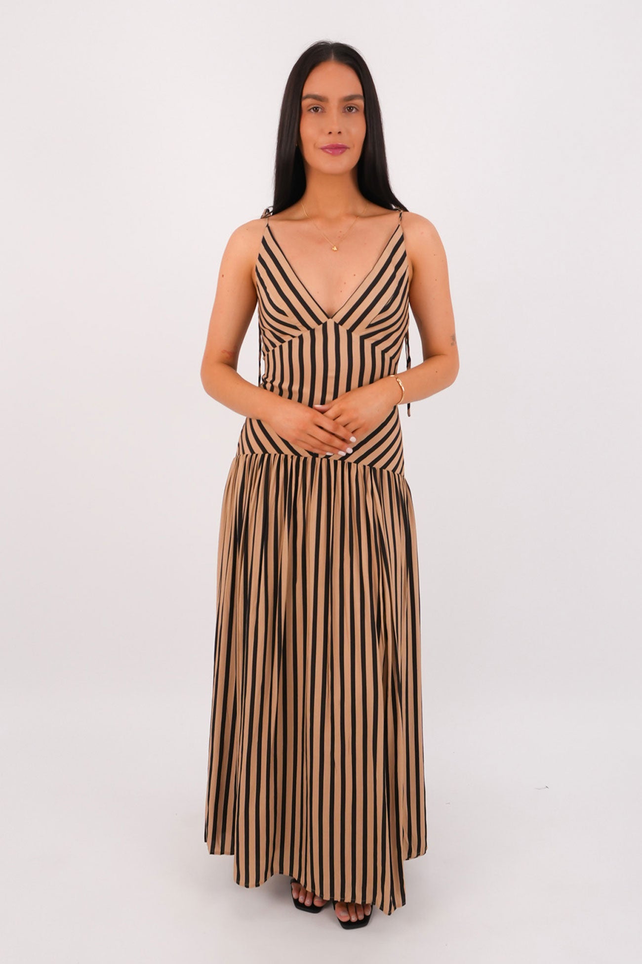 Kourtney Maxi Dress Tan Stripe