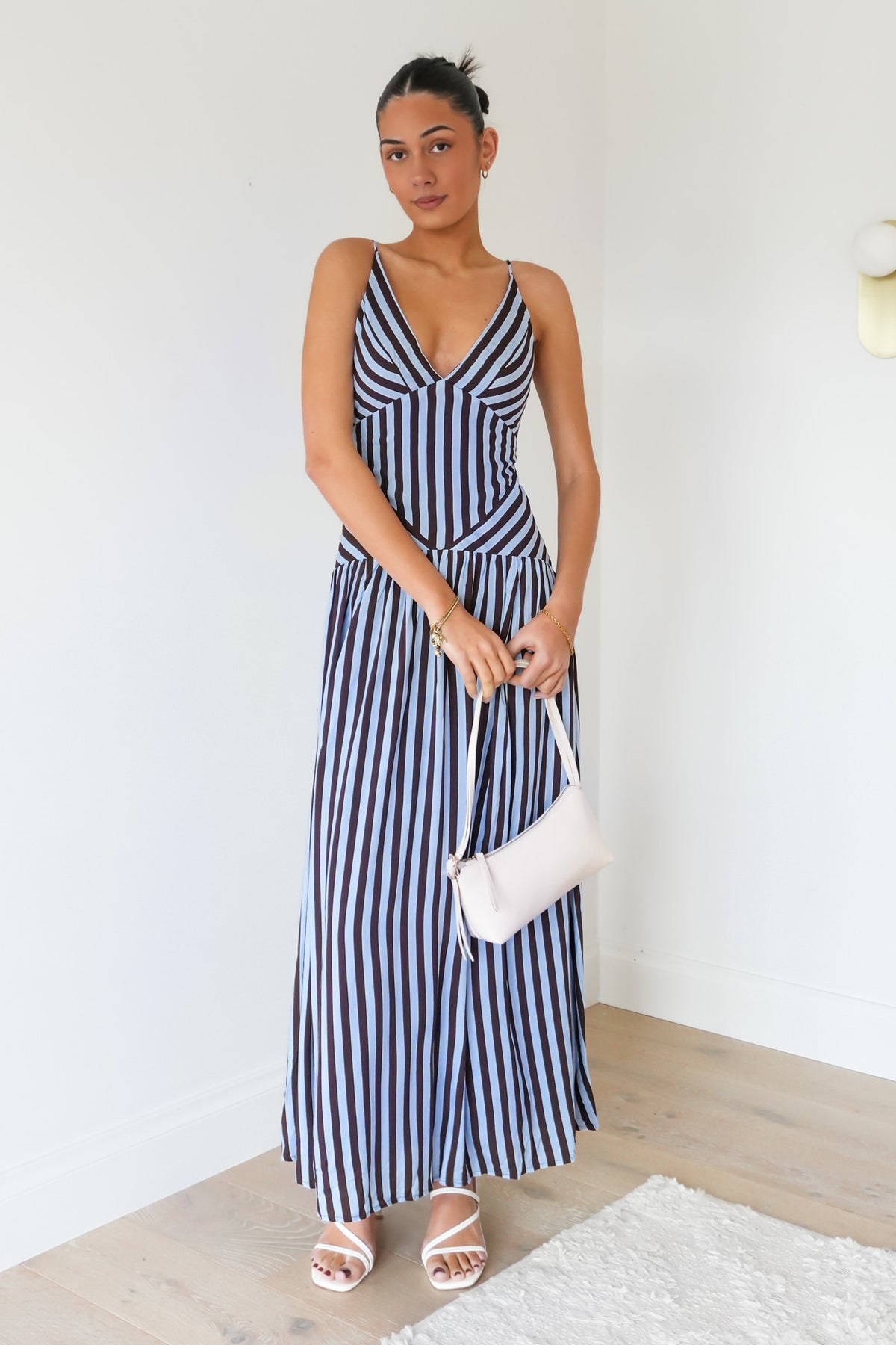 Kourtney Maxi Dress Blue Chocolate Stripe