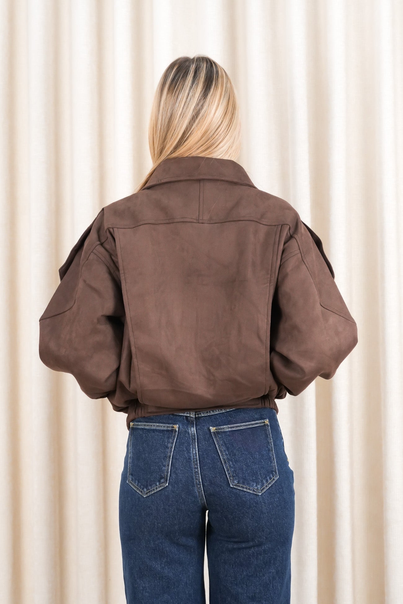 Krystal Bomber Chocolate Suede