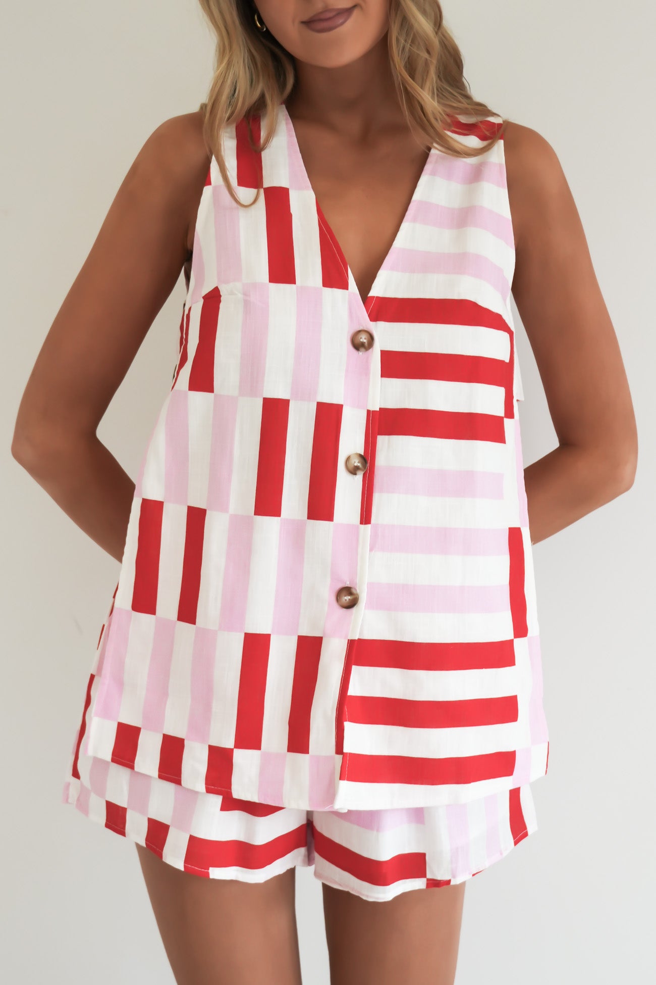 Kylae Set Pink Geo Stripe