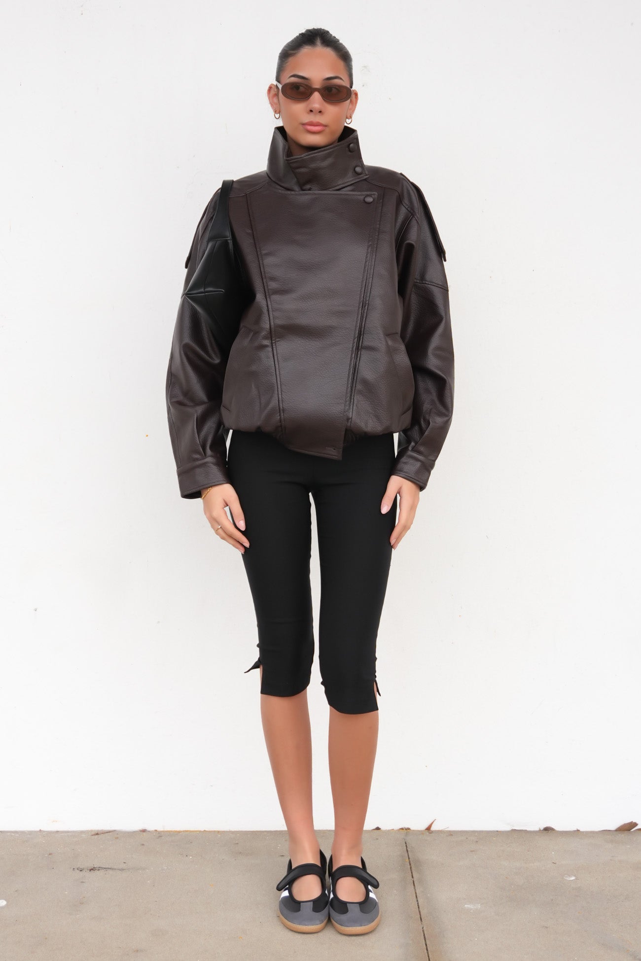 Kylea Pleather Jacket Chocolate