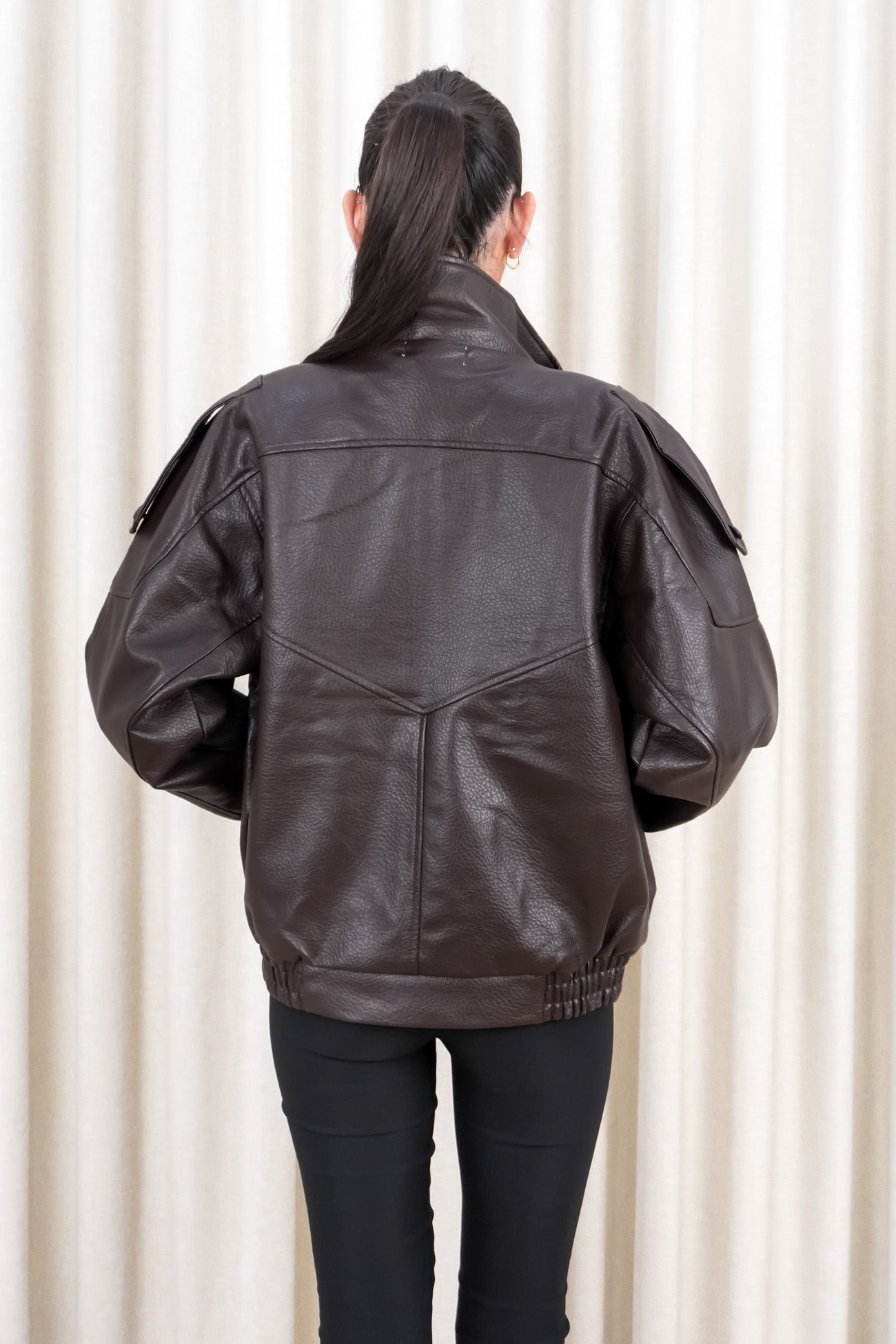 Kylea Pleather Jacket Chocolate