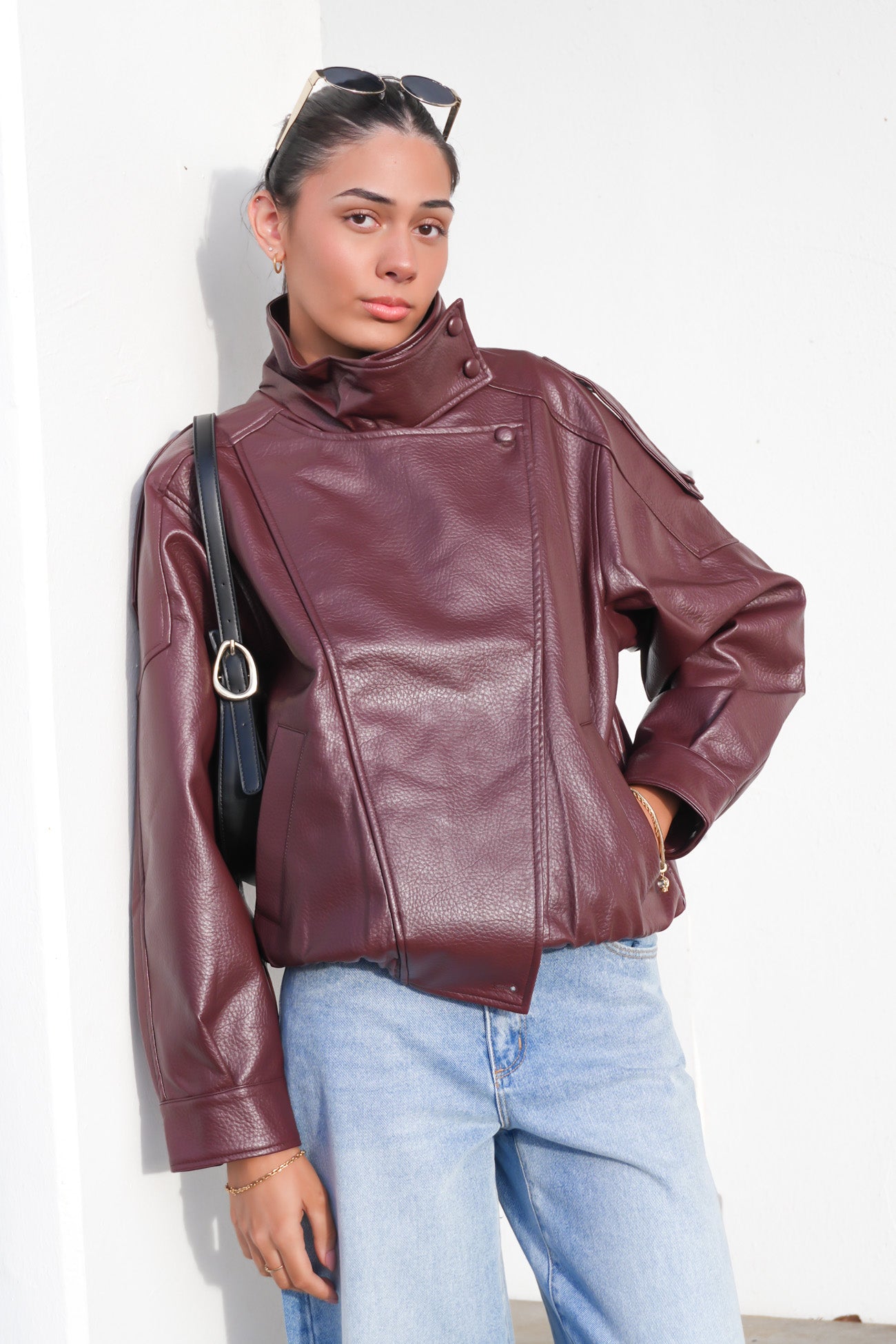 Kylea Pleather Jacket Wine