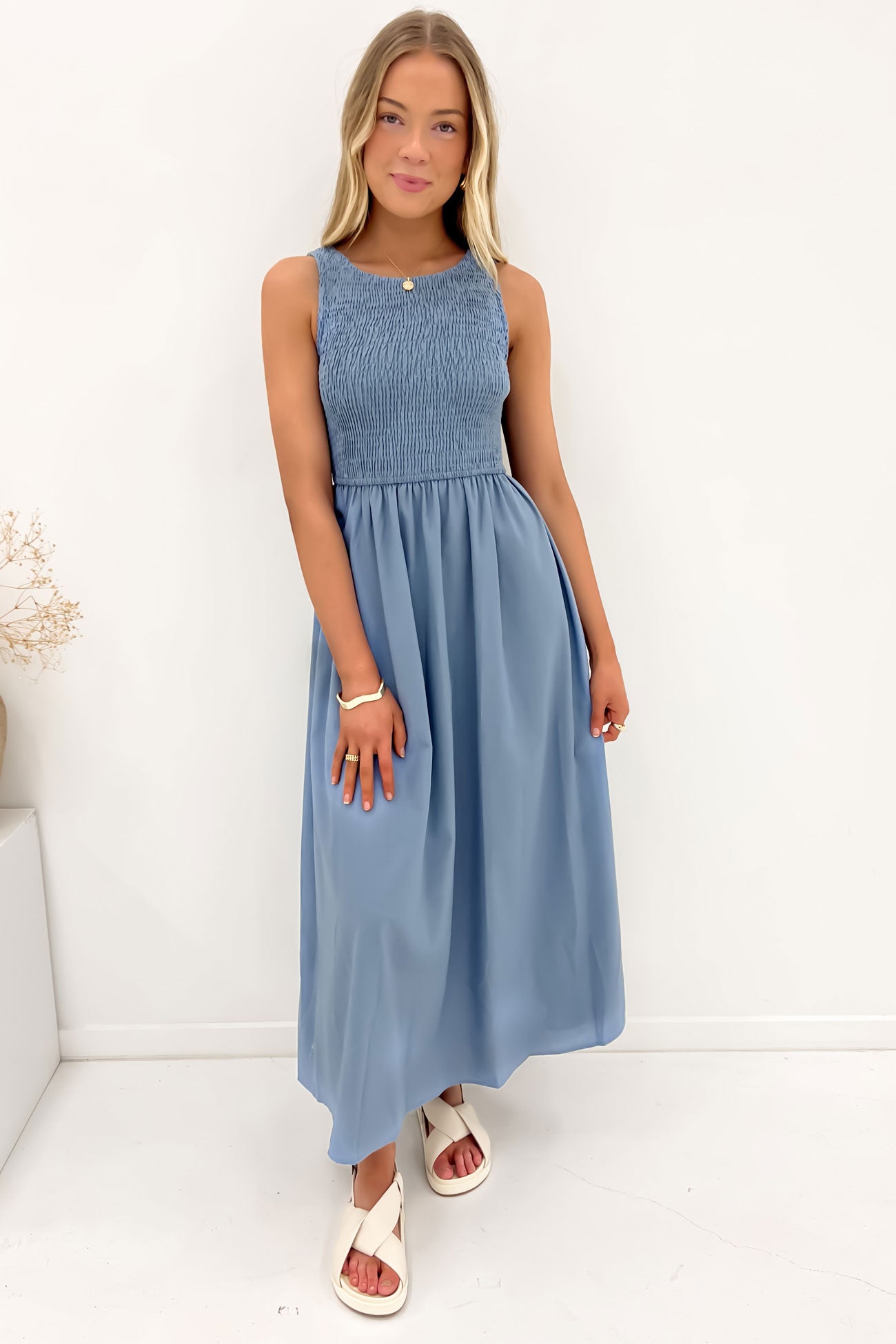 Lark Maxi Dress Steel Blue