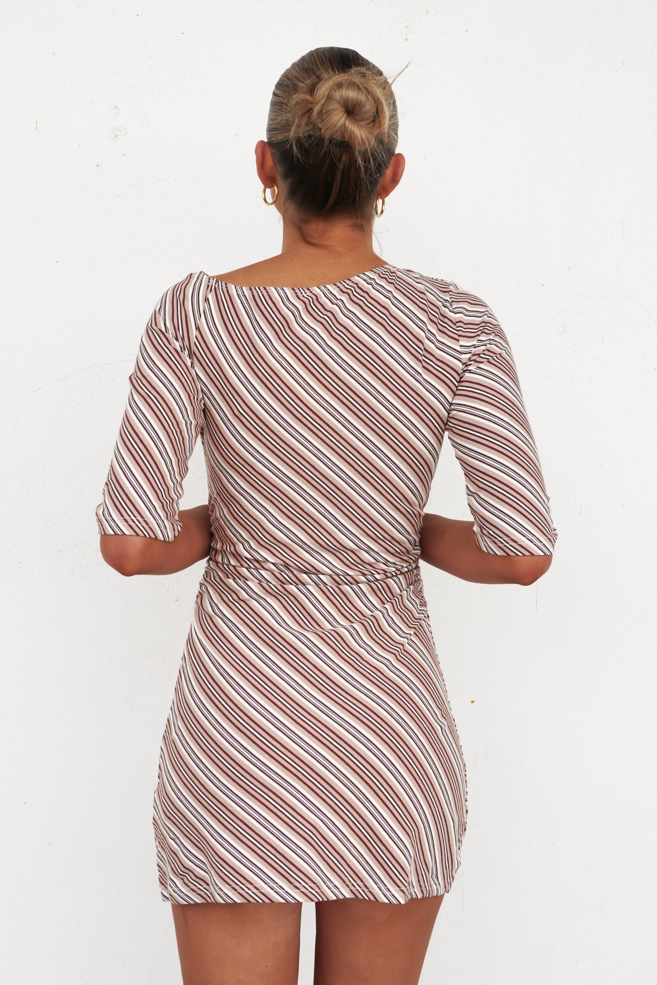 Lauryn Mini Dress Brown Stripe