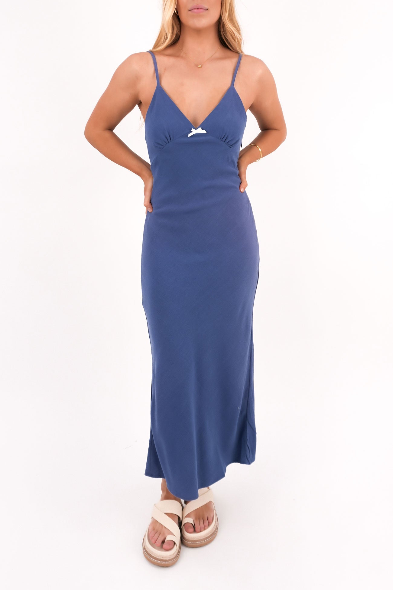 Lily Bias Cut Midi Dress Ink