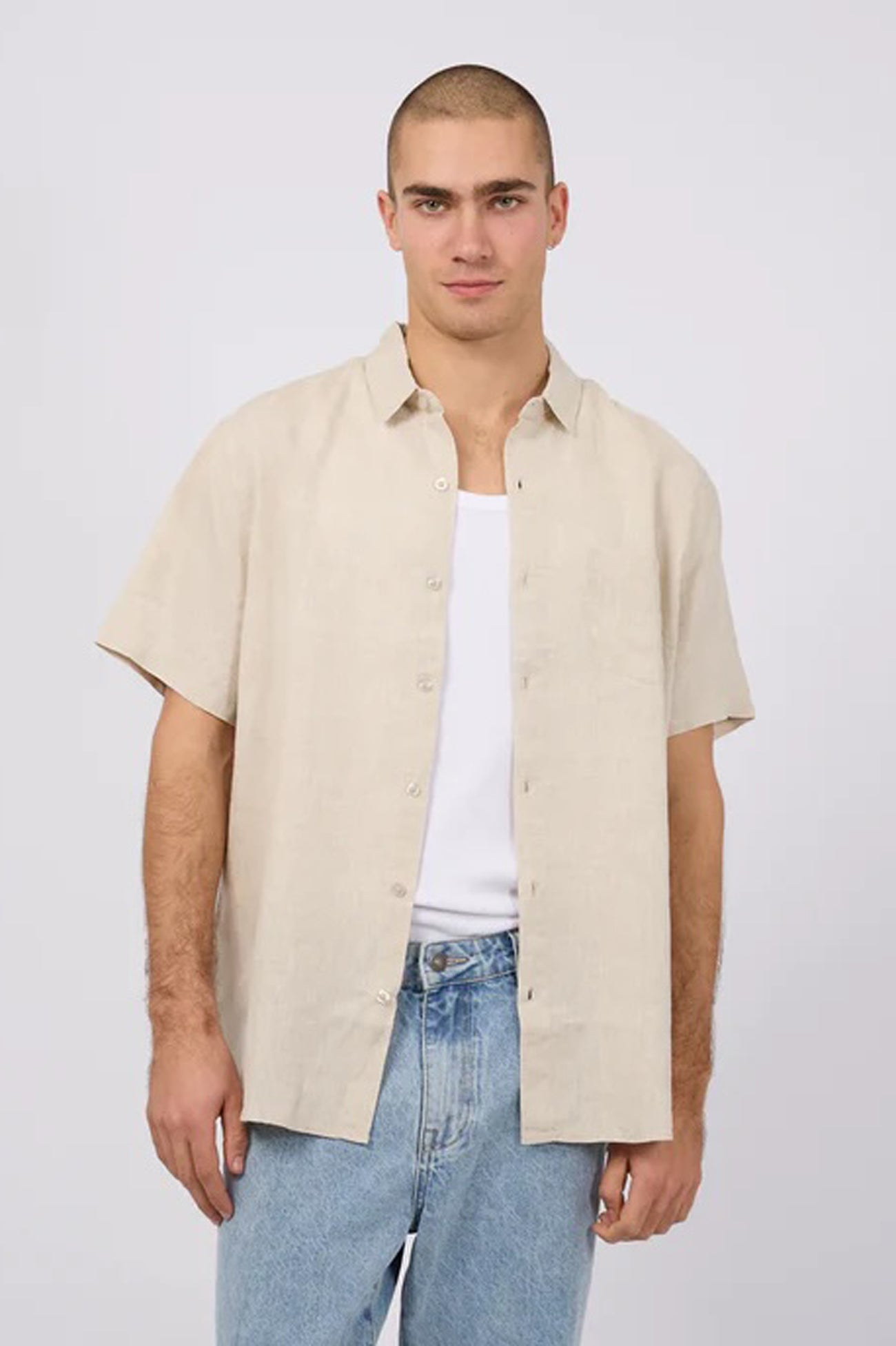 Linen Short Sleeve Shirt Natural
