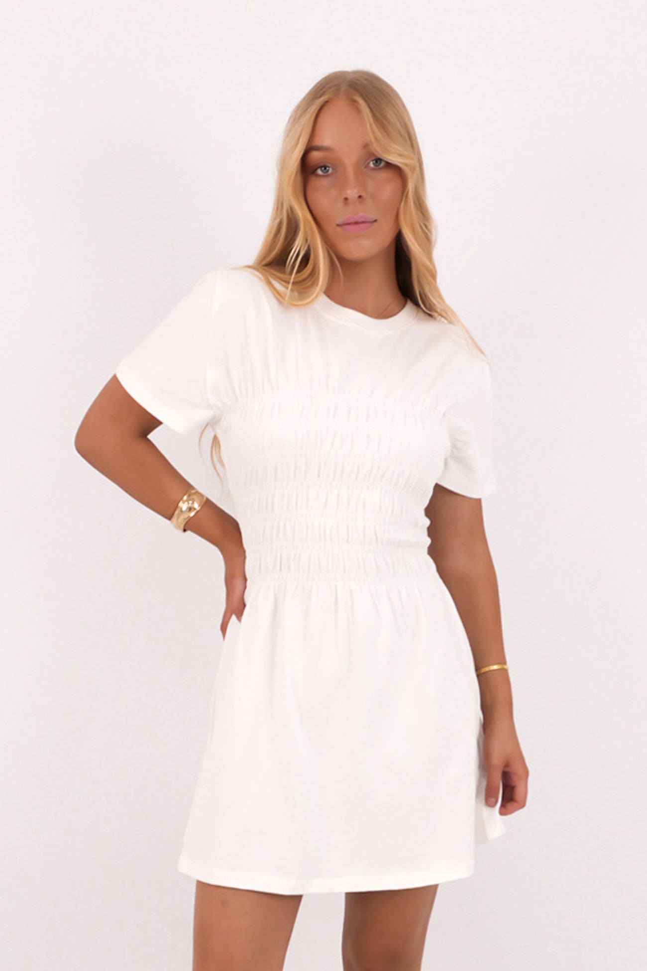 Lipa Ruched Mini Dress White