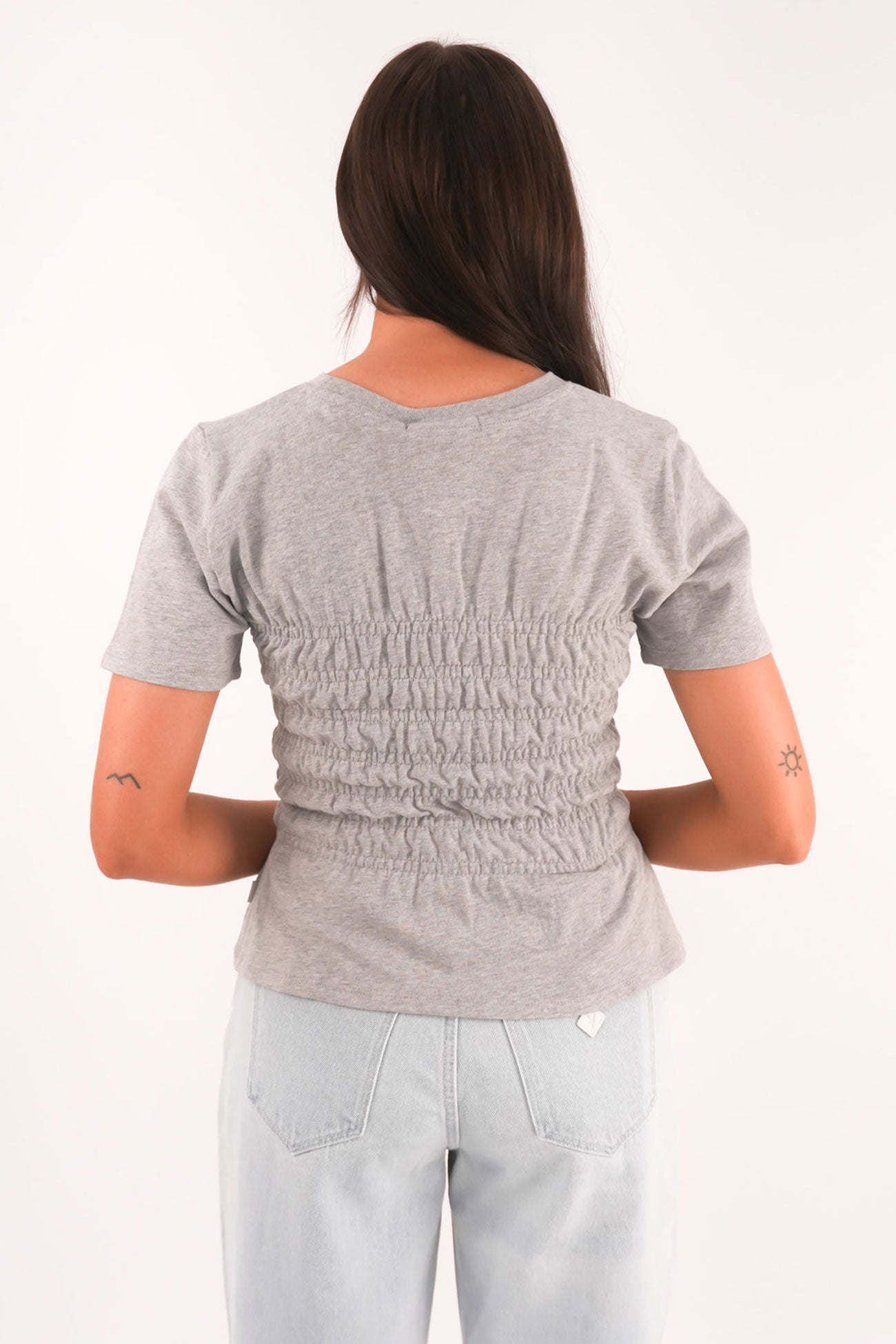 Lipa Ruched Top Grey Marle