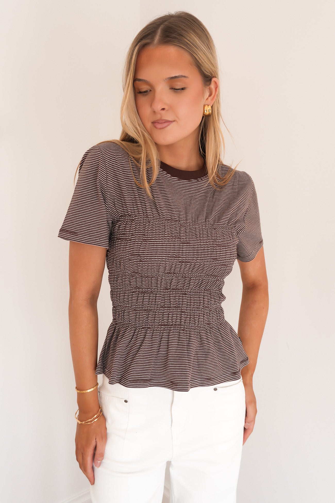 Lipa Stripe Tee Brown