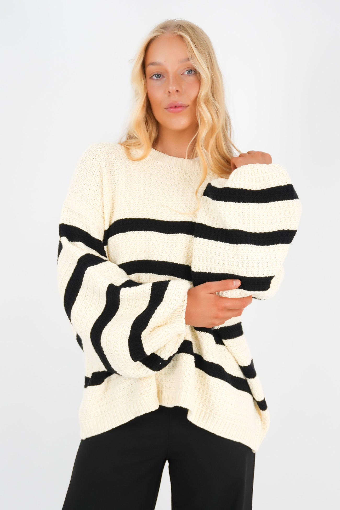 Lissie Knit Cream Black Stripe