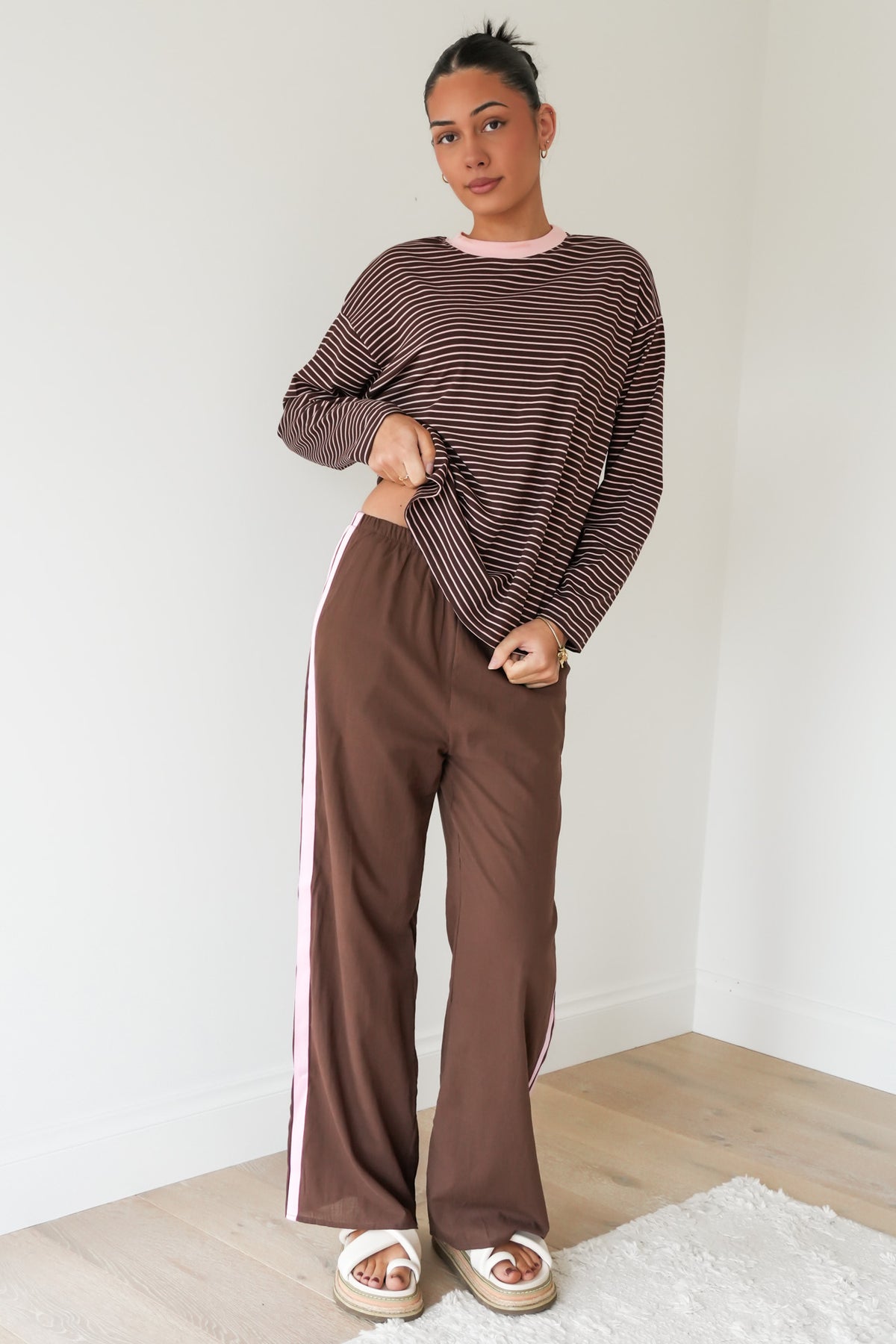 Loren Set Pink Chocolate Stripe