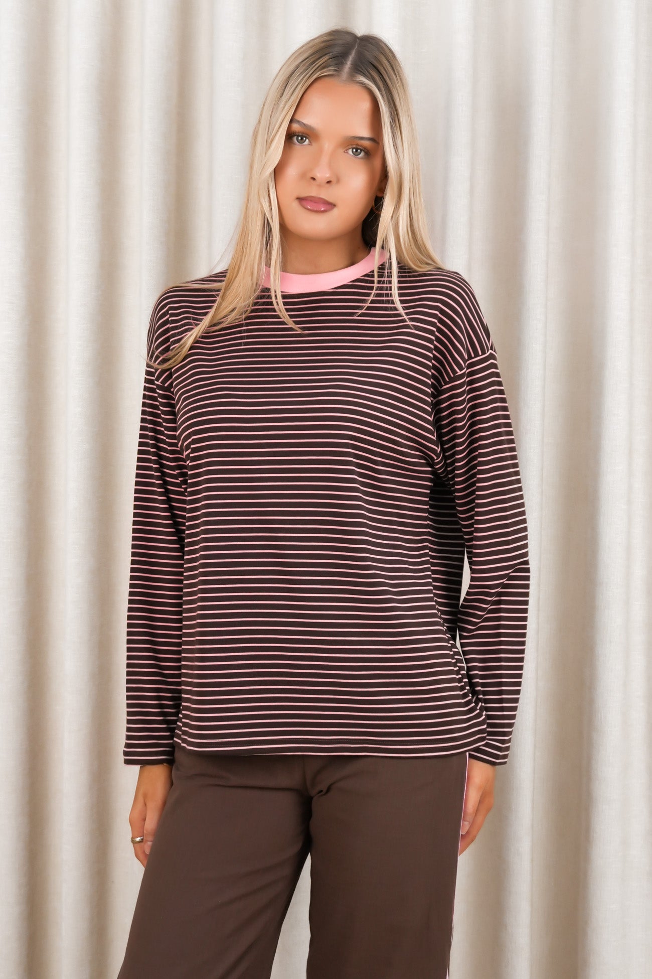 Loren Set Pink Chocolate Stripe