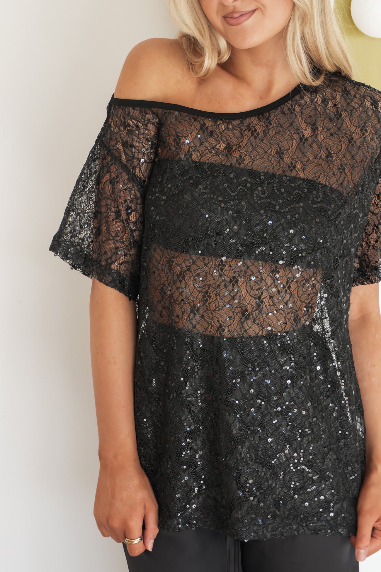 Lorna Sequin Lace Set Black