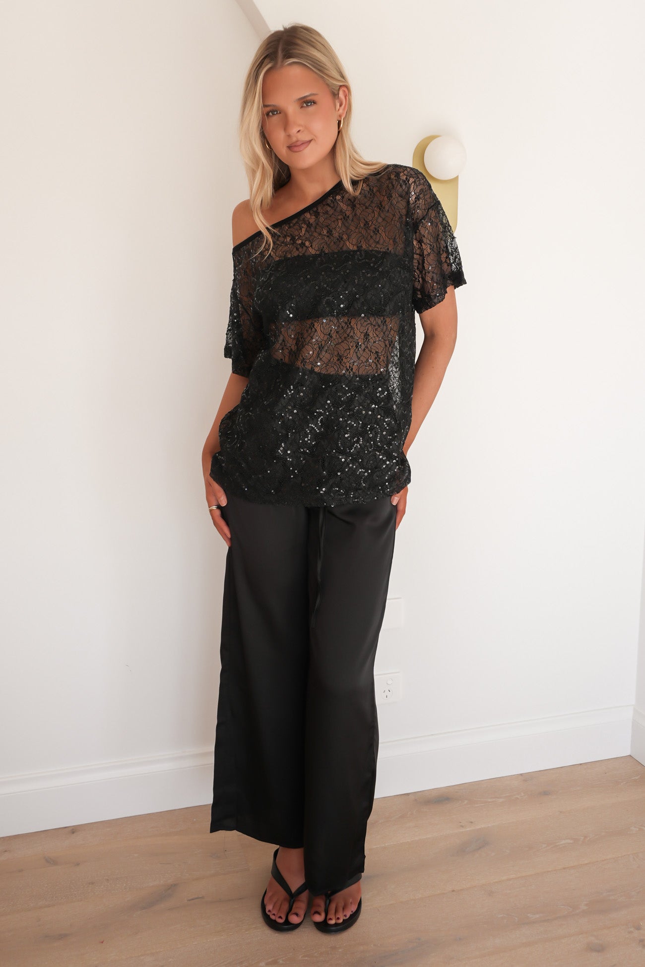 Lorna Sequin Lace Set Black