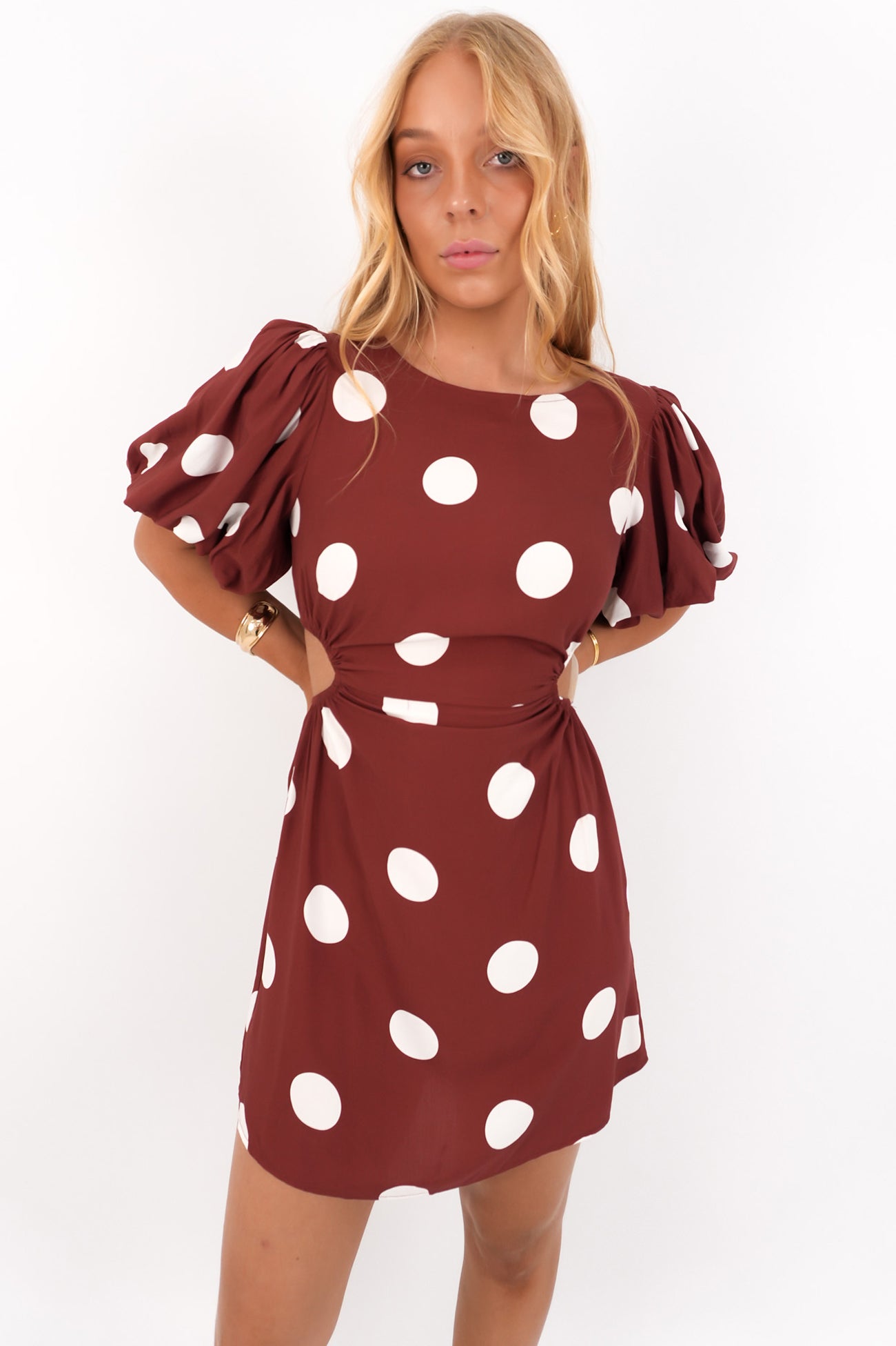 Lovine Mini Dress Wine Polka Dot