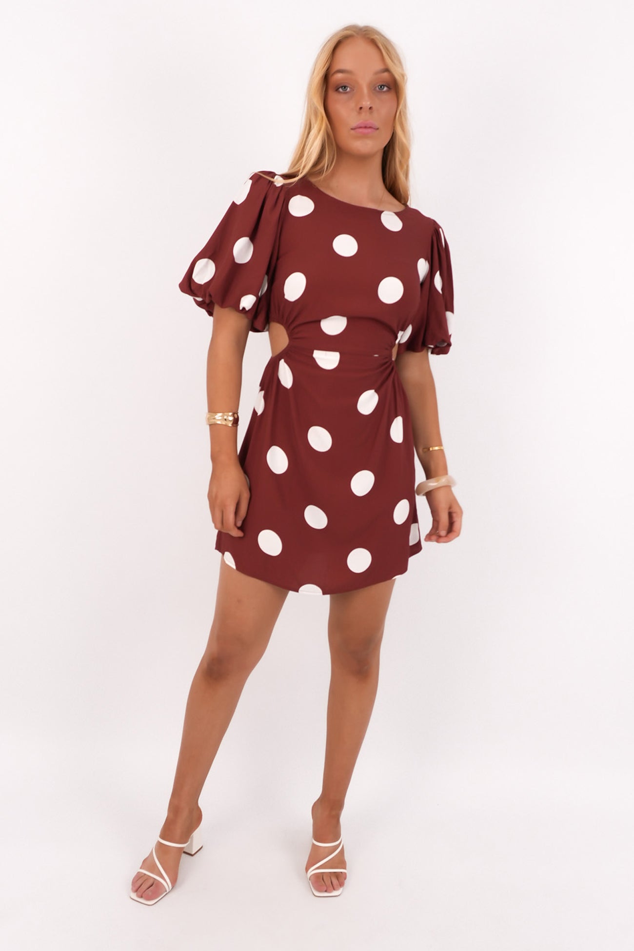 Lovine Mini Dress Wine Polka Dot