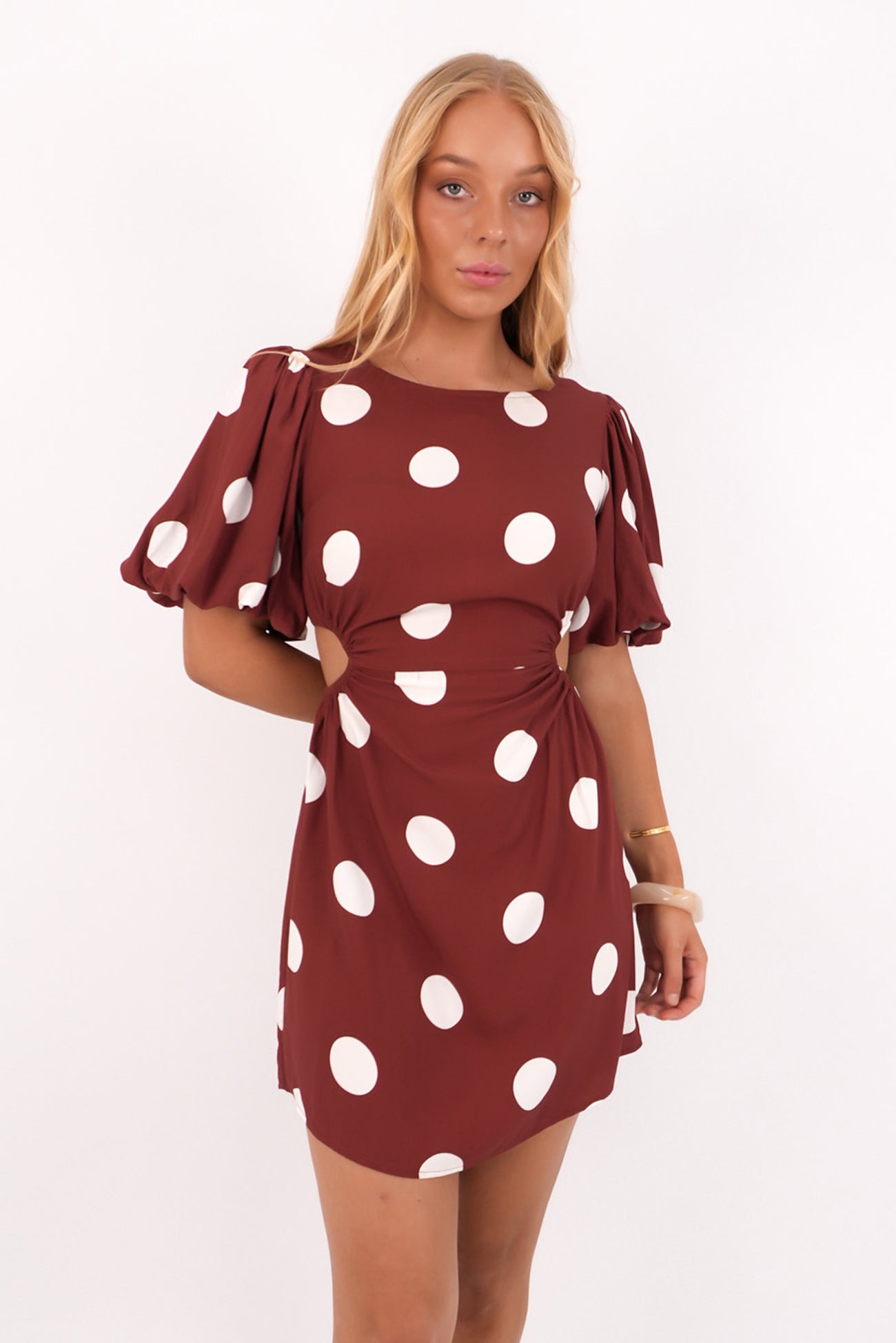 Lovine Mini Dress Wine Polka Dot