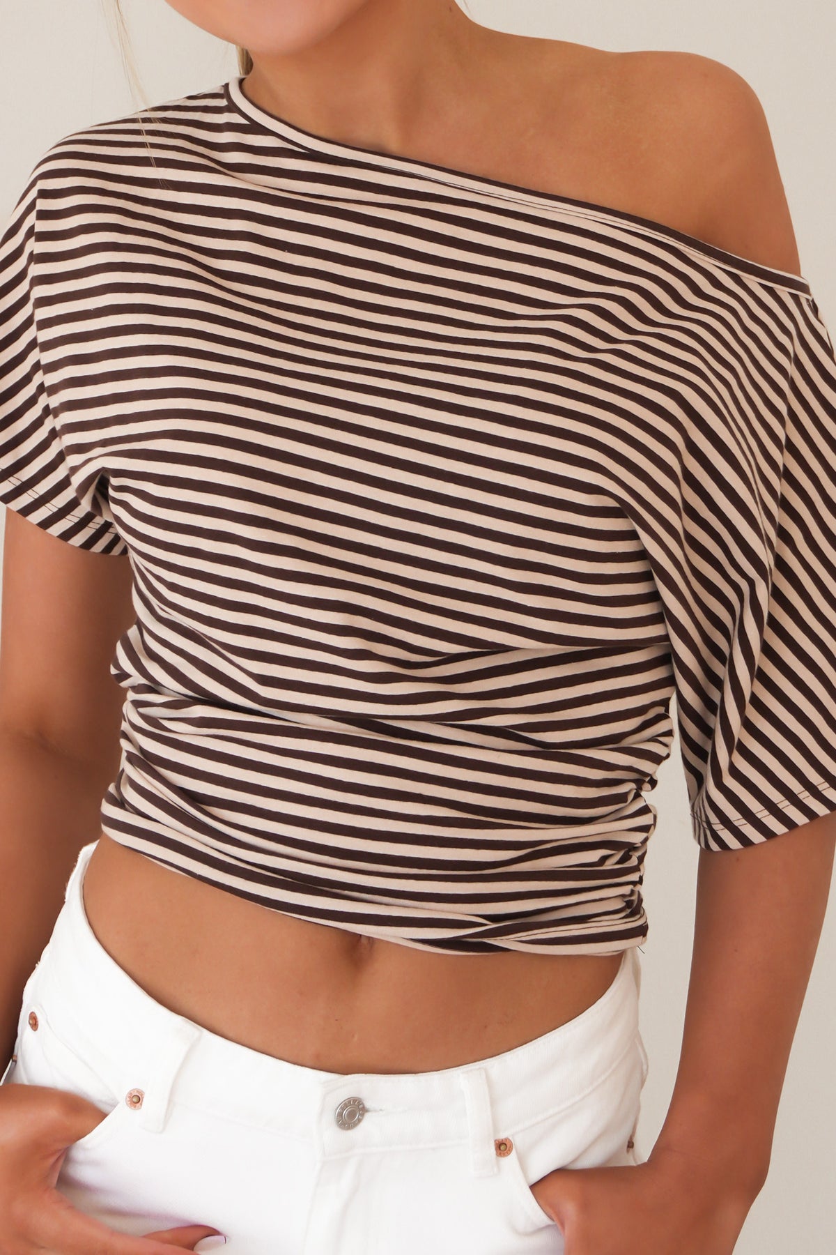 Lune Stripe Top Brown
