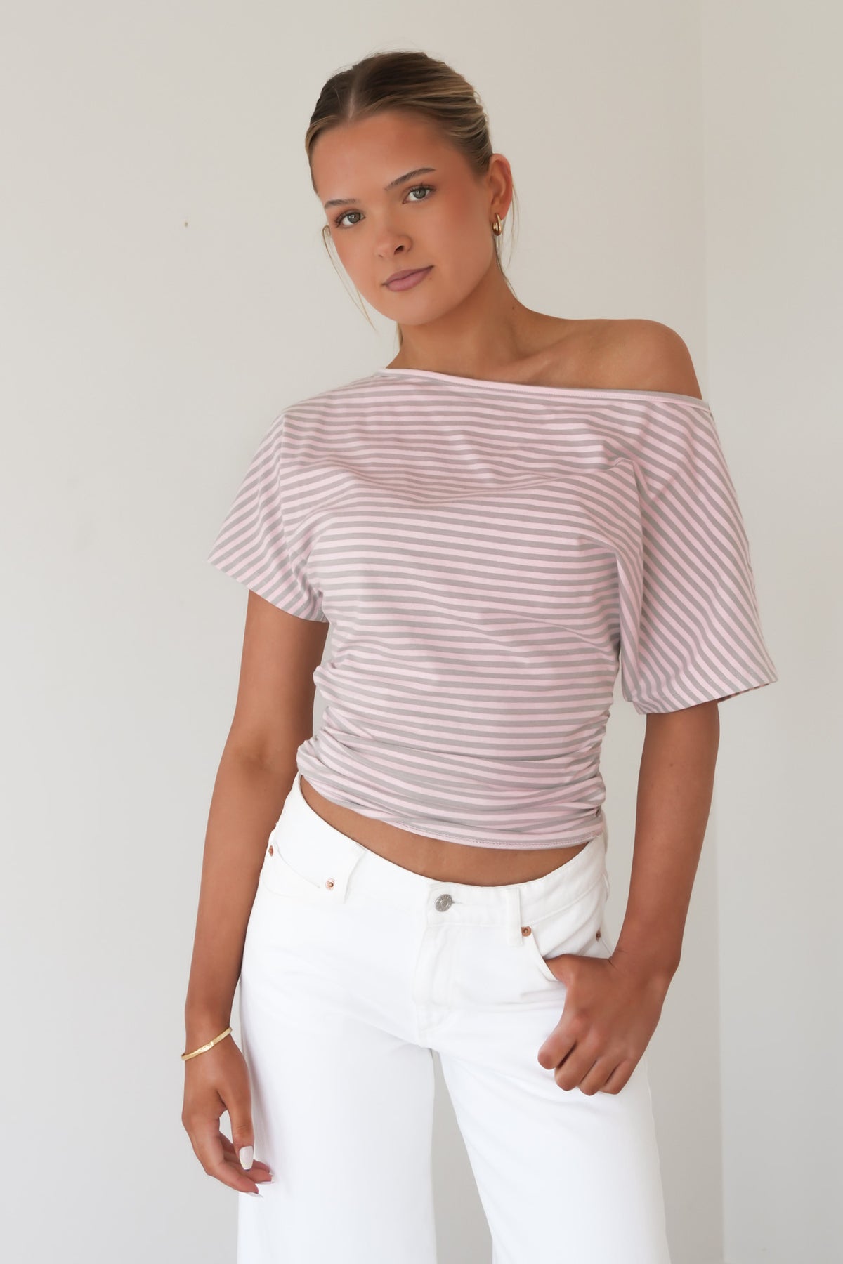 Lune Stripe Top Light Pink