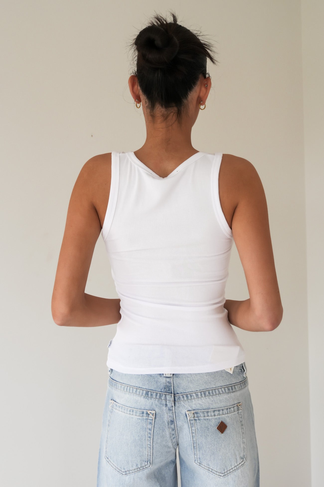 Luxe Rib Vee Tank White